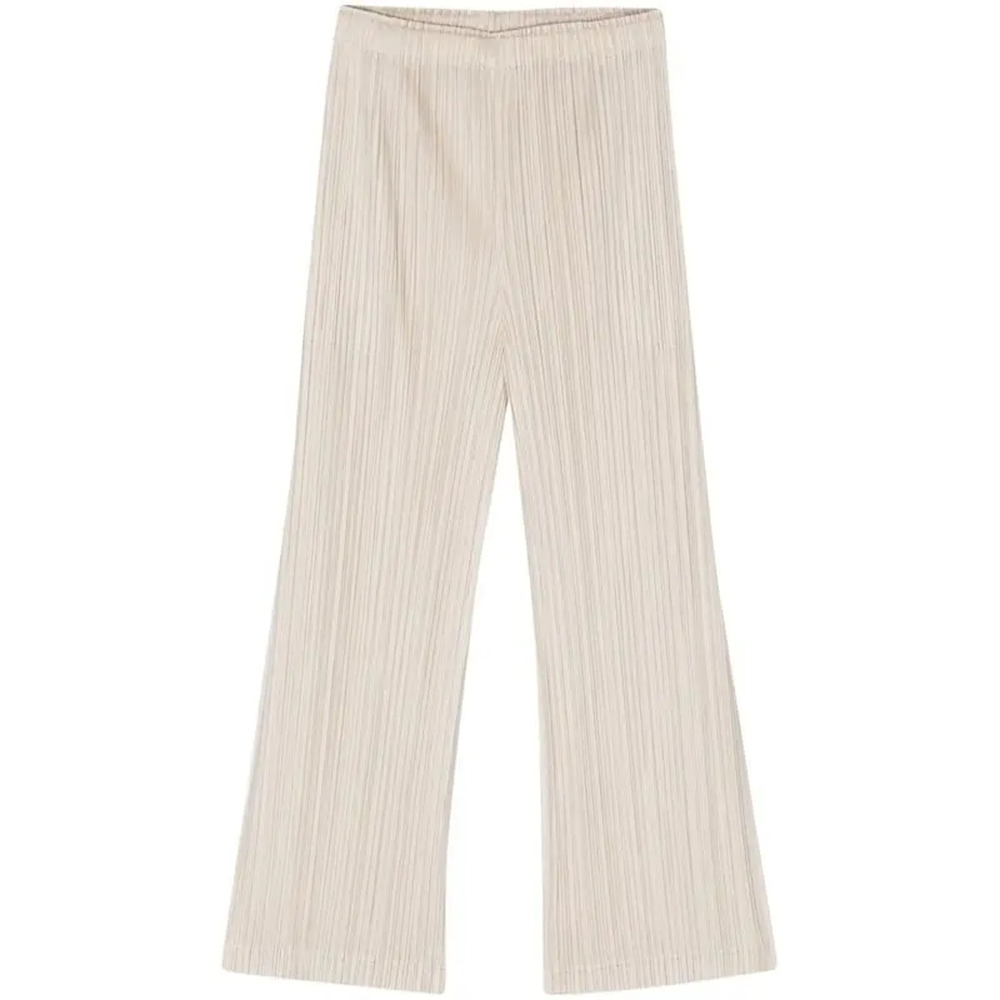 Issey Miyake Cream Pleated Wide-Leg Trousers